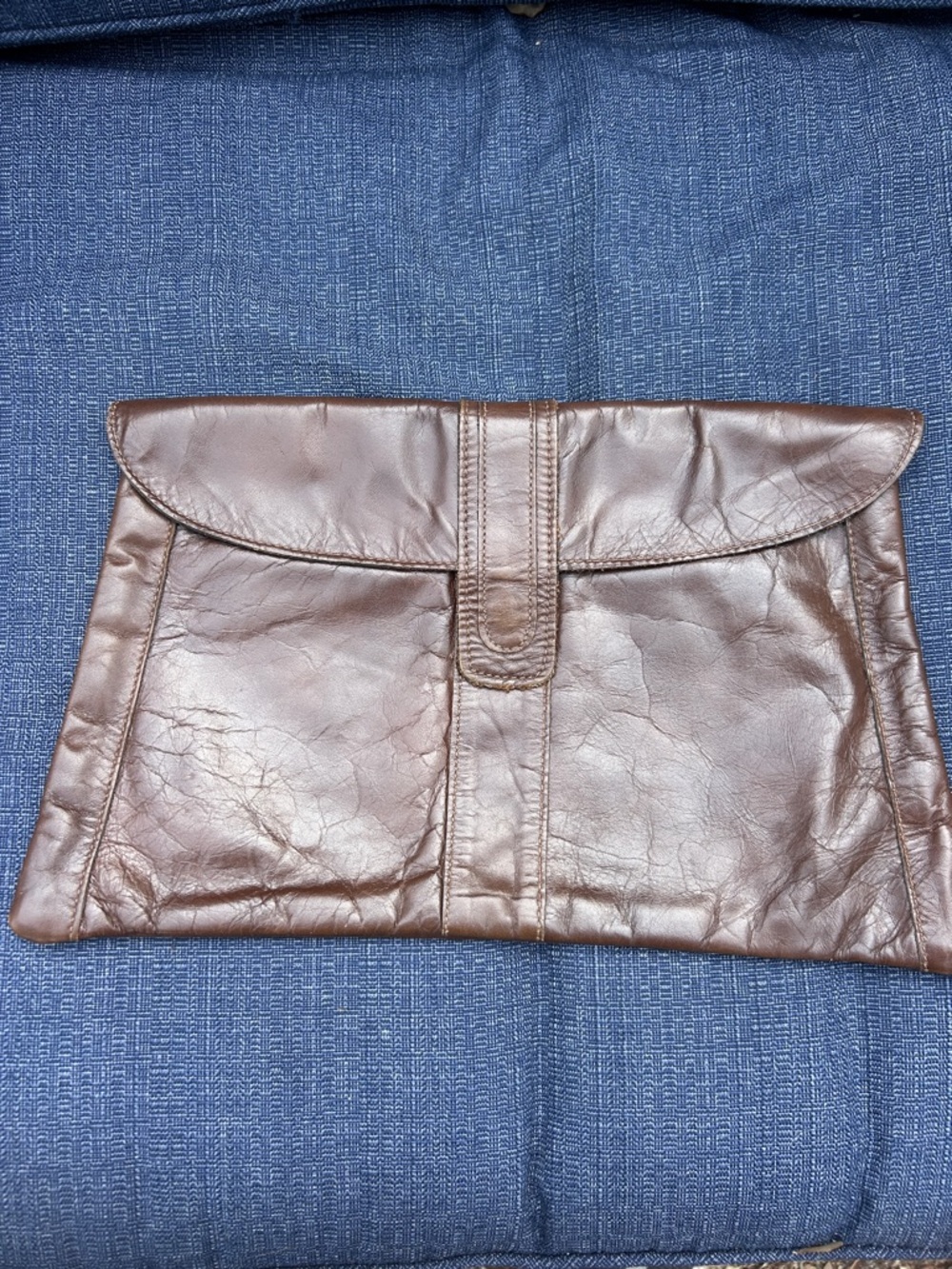Brown Leather Fold-Over Clutch